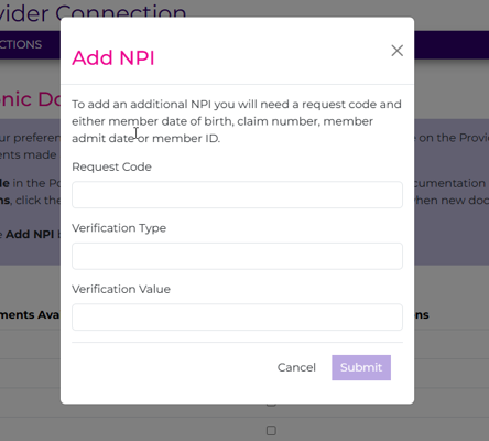 Add NPI Dialog