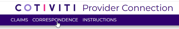 Correspondence Menu Option