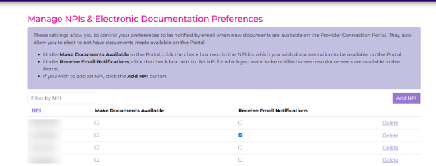 User Preferences Page
